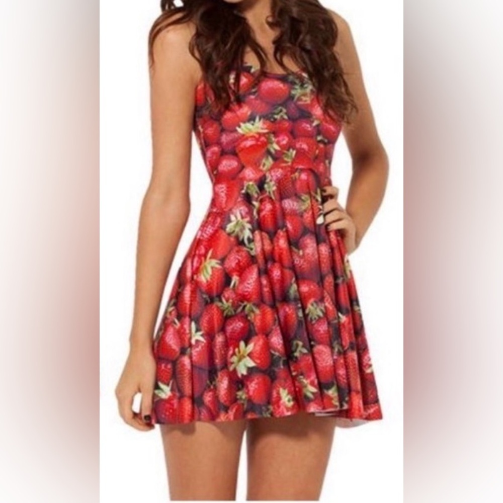 Strawberry graphic skater mini dress. Size S